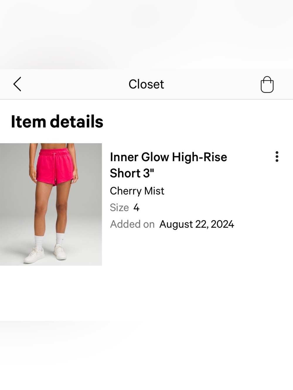 Lululemon Inner Glow High-Rise Shorts 3" Inseam in Cherry‎ Mist Size 4 VGUC - Picture 5 of 5